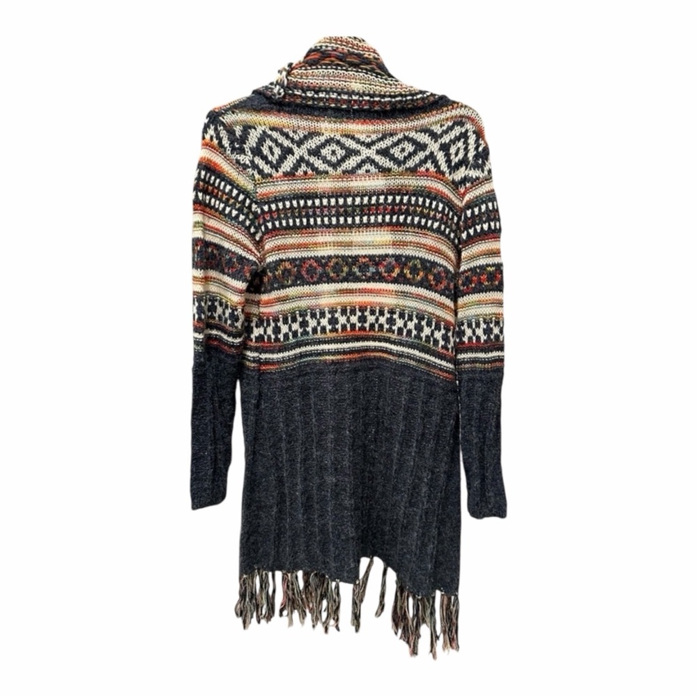 Boho Fringe Cardigan Southwestern Fair Isle Knit Sweater Adora S/M - Picture 3 of 7